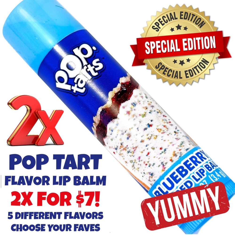Authentic 2X POP TART Flavored Lip Doftening Balm BLUEBERRY